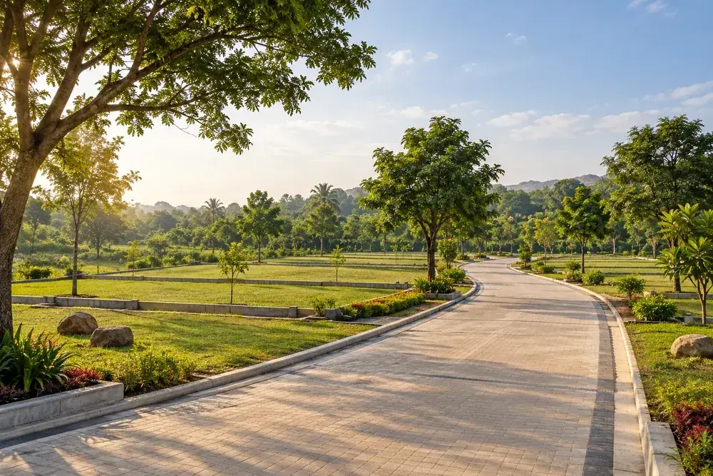 Illustrative landscaped residential plot layout